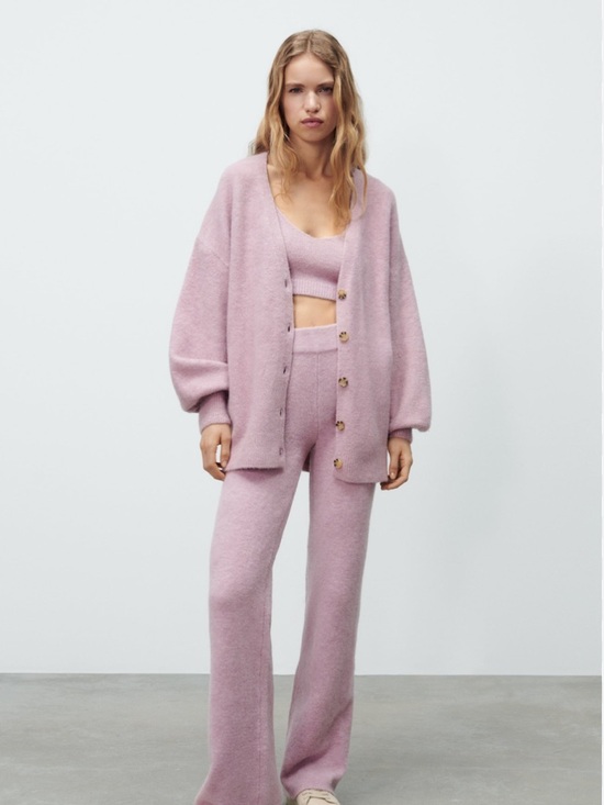 Zara Sweaters - Zara Oversized Balloon Sleeve Button Up Cardigan Sweater Pink
